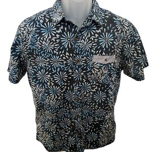 RIP CURL Blue Burst Surf Short Sleeve Shirt Standard Fit Men S Small